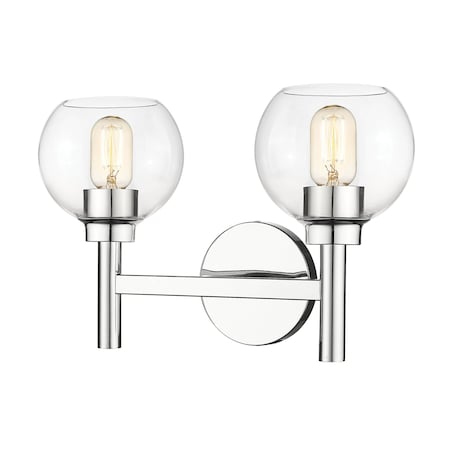Z-Lite Sutton Vanity, 2-Light, 15.75 In.W x 7 In.L x 10.25 In.H, Chrome/Clear 7502-2V-CH